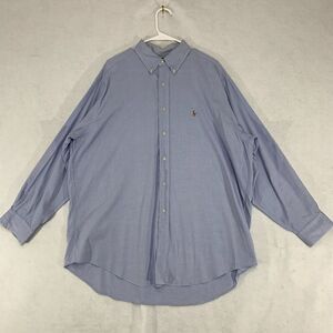 Ralph Lauren Yarmouth Shirt Size 17 34 Classic Fit Long Sleeve Button Front Blue